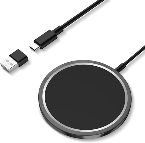 Apple Chargeur MogSafe,iPhone Rapide Chargeur magnétique 15W, Induction Compatible avec iPhone 17/16/15/14/13/12/X/XS/XR Series,AirPods 4/3/2/Pro2 (【Noir】)