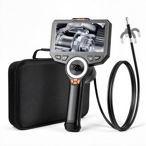 VEVOR Telecamera Endoscopica Articolata con Sonda da 6,2 mm e Luce, Rotazione a 360° in 4 Direzioni, Schermo IPS HD da 6'', Zoom 8x, Batteria da 7000 mAh, Cavo IP67 da 1,5 m, per Auto e Idraulica