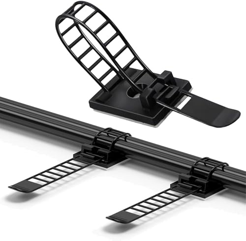 PIKABOOM 40 Unidades Sujetacables Autoadhesivos Negro – Clips para Cables para Gestión de Cables, Fijación en Pared y Organización de Cables