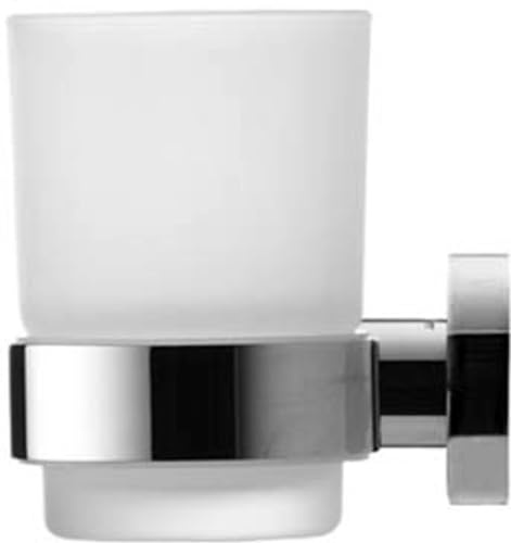 Duravit Zahnputzbecher D-Code, Glashalter Bad, Zahnbürstenhalter Glas, Wandmontage, Chrom