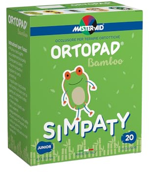 MASTER AID Ortopad Simpaty Junior - Cerotti Colorati Oculari per Bambini - Cerotto Occlusore Occhio Bambini per il Trattamento di Occhio Pigro e Strabismo - 1 Confezione da 20 Pezzi - 6,7 x 5 cm