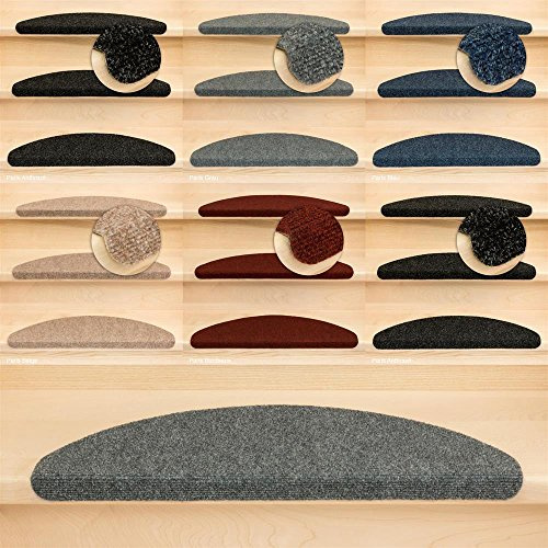 Kettelservice-Metzker Stufenmatten Treppen-Teppich Ramon® MW Halbrund Grau 15er SparSet