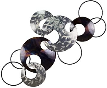 KunstLoft Wanddeko Metall | 100% HANDGEFERTIGT | 106x56x7,5cm | Wandbild Metall 'Ring um Ring' | Abstrakte Skulpturen | Braun Silber | Wandskulptur | Metalldeko Wand Wohnzimmer