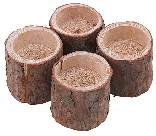5x5x5cm Natural Pine Wood Tree Branch Wooden Candle Holder Handmade Candlesticks for Home Decoration Set of 4