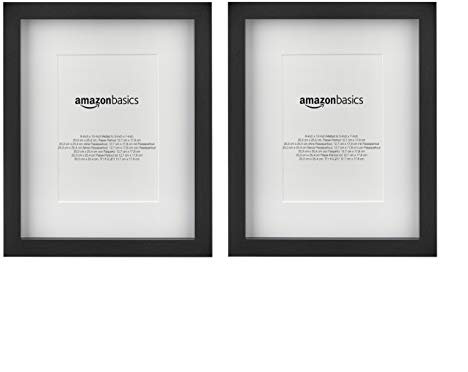Amazon Basics Rectangular Marco para fotos con paspartú, Paquete de 2, 20cm x 25cm & 13cm x 18cm, Negro