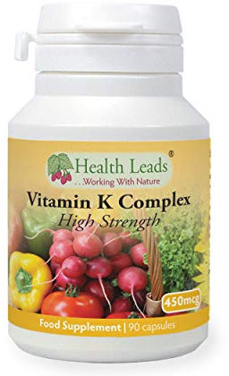 Vitamin K Complex High Strength Food Supplement 450µg x 90 Capsules, Magnesium Stearate Free, Vitamin K contributes to The Maintenance of Normal Bones & Normal Blood clotting, Made in Wales