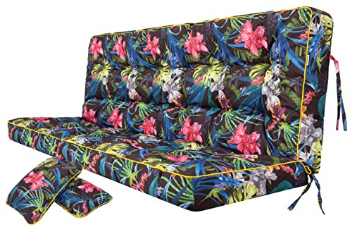 Cojín con respaldo para columpio de jardín, cojín para banco, ancho del asiento de 180 cm