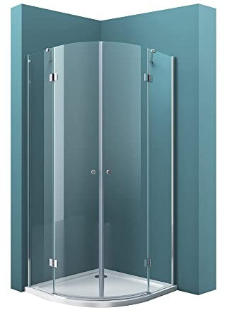 Mai & Mai Cabine de Douche en Angle 90x90cm Montage Réversible Transparent avec Porte Pivotante Pare Douche en Quart de Cercle Rav02K