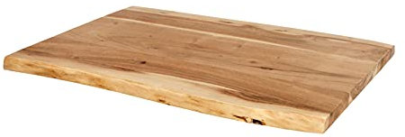 SAM Tischplatte 60x40 cm Emilio, Holzplatte Akazienholz massiv + naturfarben + lackiert, Baumkanten-Platte für Heimwerker, Arbeitsplatten, Tische & Fensterbretter