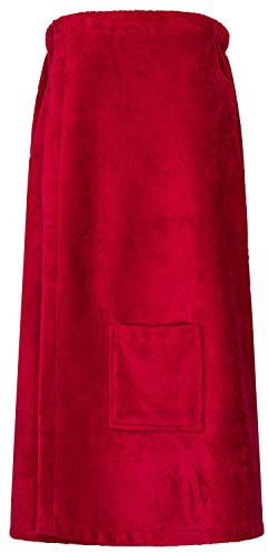 Floringo Saunakilt Luxury Damen, Serie Twin-Star, mit Klettverschluss und aufgesetzter Tasche (Himbeere)