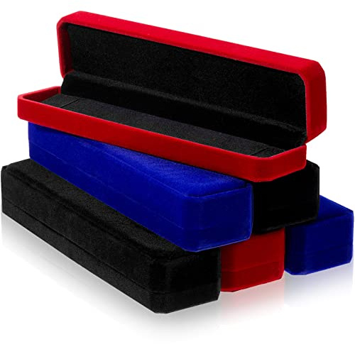 6 Pcs Long Velvet Necklace Box Red Blue Black Velvet Jewelry Boxes Chain Necklace Gift Box Long Bracelet Storage Display Case for Valentines Day, Mothers Day, Wedding, Engagement, Birthday Anniversary