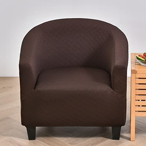 YOPOIY Strecken Club Chair Schonbezug Sesselbezüge aus gestricktem Polyester abnehmbar waschbar rutschfest Sesselhusse Sesselüberwurf für Wohnzimmer Schlafzimmer -braun-