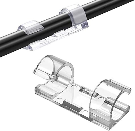 Organizador de Cables Clips de Cable Autoadhesivo,60PCS Gestión de Cable Eléctrico con Adhesivo Abrazadera de Cables Grapas de Pared para Cables de USB TV Cargador para Hogar Oficina Coche