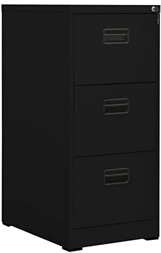 MOONAIRY Aktenschrank, Metallschrank, Werkstattschrank, Werkzeugschrank, Büroschrank, Lagerschrank, Garagenschrank, Stahlschrank, Schwarz 46x62x102,5 cm Stahl