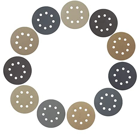 Lot de 110 disques abrasifs à 8 trous, 125 mm, crochet et boucle 800/1000/1200/1500/2000/2500/3000/4000/5000/7000/1000 grain humide et sec pour ponceuse orbitale aléatoire