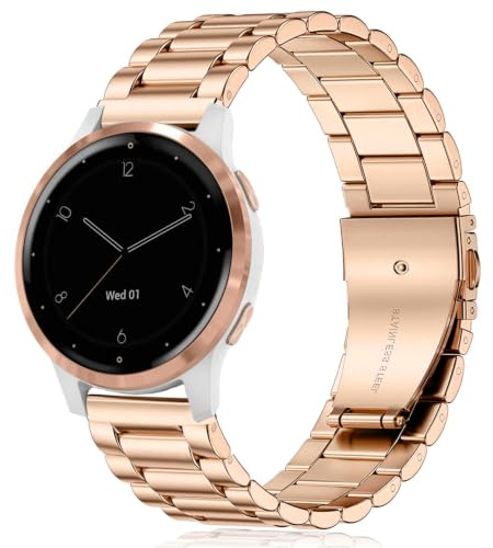 Issinlky band för Garmin Vivoactive 4S/Venu 2S/Venu 3S/Vivomove 3S, 18mm band Rostfritt stål Metallband för Fossil Dam Gen 6/Fossil Dam Gen 5E/Fossil Dam Q Venture HR Gen 4/Gen 3