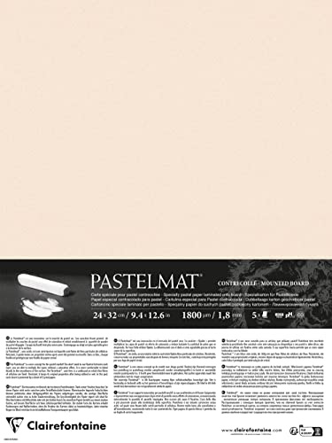 Clairefontaine 796061C - Packung mit 5 Bogen Pastelmat kaschiert, DIN A4+, 24x32cm, praktisch und sicher, 360g, Beige, 1 Pack