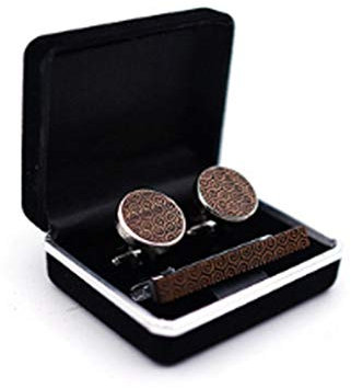 TONZN N/A Nussbaum Messing Holz Krawattennadel Manschettenknöpfe Herren formelle Business Kleidung Accessoires Geschenkbox Set