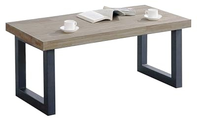Home Heavenly®- Mesa Centro elevable Darek. Almacenaje Interior. Mesita salón Madera. Patas metálicas. (Americano - Negro)
