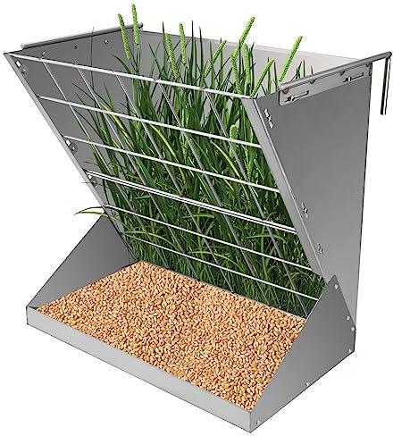 MUYIRTED Heuraufe Pferd Metall Groß, Hängende Futterraufe, Heunetz Für Schafe, Futtertrog Pferd Outdoor, 2-In-1 Futterautomat Für Pferde, Ziegen Zubehör, Heuspender 56x33x56cm