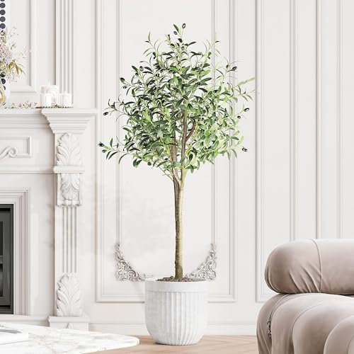 YOLEO Olivenbaum Künstlich 150cm kunstpflanze Künstliche Pflanzen groß Künstlicher Olivenbaum Kunstbaum wie echt für Wohnzimmer Schlafzimmer Büro Deko (Typ 2)