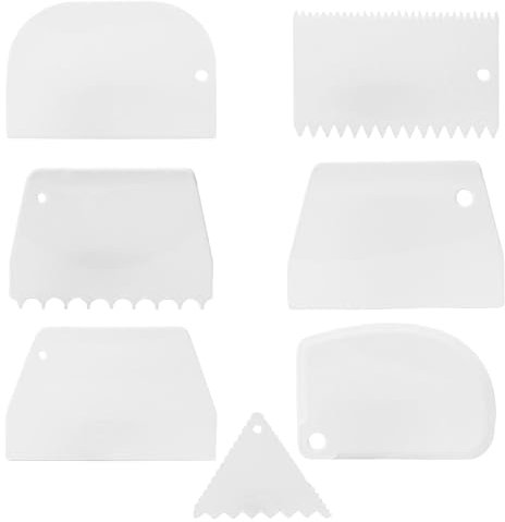 Set di raschietti per torte, 7 pezzi, diversi raschietti per torte, pettine per decorare torte, raschietto per pasta, adatto per bordi per torte fai da te in diverse forme