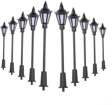10 PCS Modelleisenbahn Zug Lampe Pfosten, 1: 50-1: 100 Maßstab Straßenlaternen Modell, HO TT OO Scale LEDs Gauge, Modell Outdoor Lampe Landschaft Dekoration Lampe