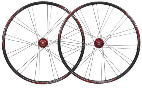 Fahrrad 26 Zoll Laufradsatz MTB Lagernaben Schnellspanner Scheibenbremse Mountainbike Vorderrad Hinterrad Doppelwandige Felgen (Color : Black-red, Size : 26inch)