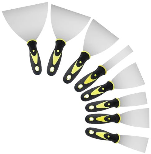 8 Pcs Wallpaper Scrapers, Paint Filling Putty Scrapers Tools Set, Stainless Steel Metal Wall Filler Scrapers Strippers Remover for Walls, DIY Decoration, Plastering