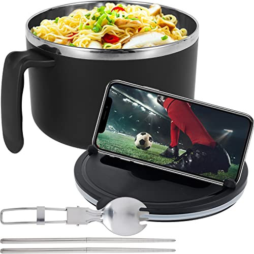BUTORY 1200ml Rapid Ramen Bowl with Lid and Handle Instant Noodle Bowl with lid Spoon Chopsticks BPA Free Ramen Noodle Bowls Portable Soup BowlRamen Cooker Bowl with Lid for Office Home Kitchen