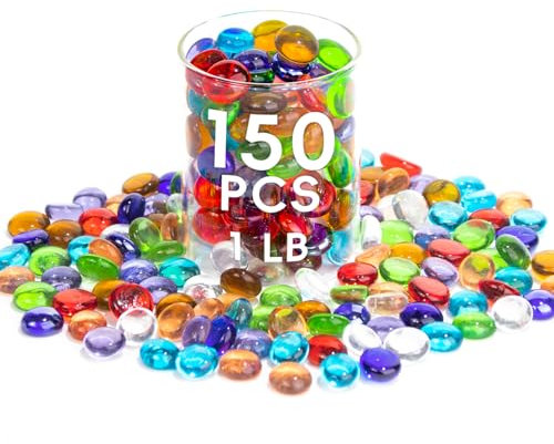 0.44KG Mix Color Glass Beads, Mini Flat Glass Marbles for Vase Fillers, Floral Bottom Mancala Gems Pebbles Fish Tank Rocks for Table Scatter Aquarium,Home Decorative Art Craft Supplies(0.5~0.7)