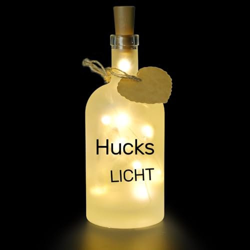Hossom Decorative LED Bottle Light with Lettering, Bottle for Decorations, Warm White Glass, Tabletop, Adult Decoration