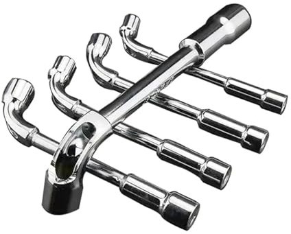 ANKOULA Juego de llaves de tubo 6/7/8/9/10/11/12/13/14/15/16/17mm en forma de L CR-V llave perforada de acero herramientas manuales de reparación Kit de llave inglesa(Size-1)