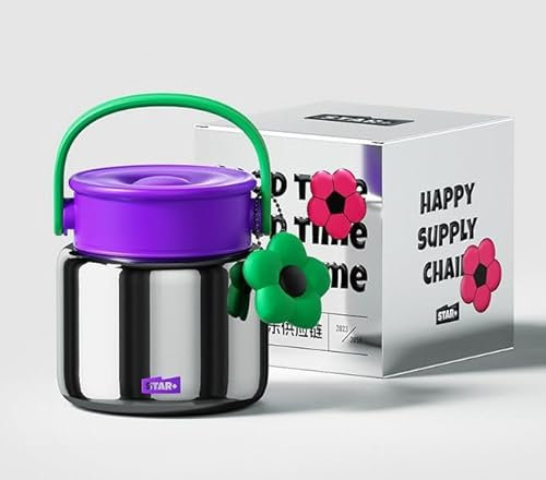 Euakee Termo para Comida 800 ml, Acero Inoxidable Doble Aislado con Cuchara, Recipiente Térmico para Comida, Fiambrera Termica Infantil y Adultos, Mantiene la Comida Caliente y Fría -Sin BPA (Plata)