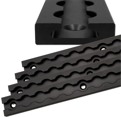Airlineschiene robust eckig schwarz eloxiert, Alu Zurrschiene 4X 2,0 Meter (1975mm), hohe Stabilität und Langlebigkeit, für Anhänger, PKW, LKW, Camper, Wohnmobil