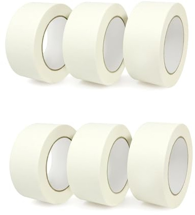 AntDau71® Ruban adhésif pour masquage standard 50 mm, lot de 6 rouleaux, ruban en papier, retrait sans résidus pendant 2 jours, sans solvant. (50 mm x 50 m)