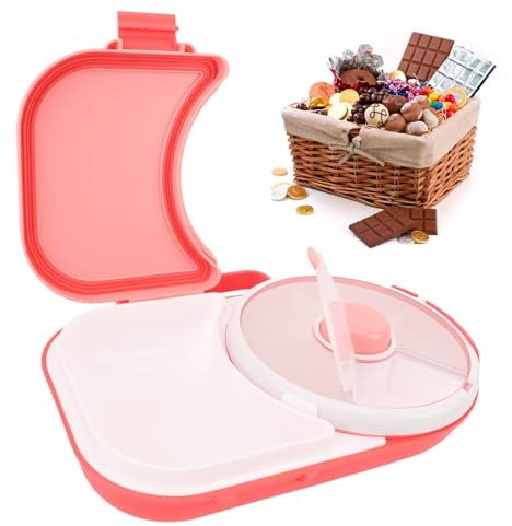 Yunir Snack Rotating Container with Lid, Sealed Portable Rotating Snack Storage Box for Picnics, Parties, and Travel(Green and Pink) (Yunird7n3rmkh8i-12)