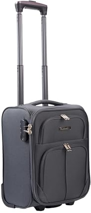 R.Leone Bagaglio a Mano 40x30x20cm Wizzair Vueling 2 Ruota in stoffa A16 (Grigio, XXS 40x30x20cm 2Ruota)