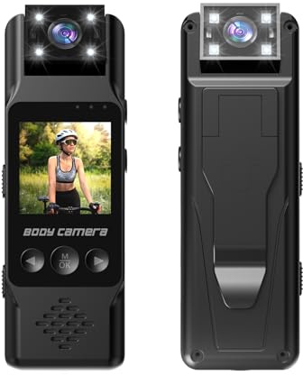 Andoer 4K-Körperkamera mit Audio- und Videoaufzeichnung Tragbare Körperkamera Mini-Videokamera Camcorder mit magnetischem Rückclip 180° drehbares Objektiv Bewegungserkennung