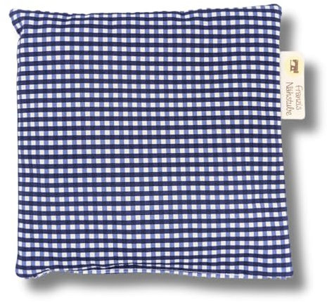 Franzis Nähstube I Dinkelkissen I 20x20cm I kariert blau I 100% Baumwolle I Körnerkissen I Schmerzlinderung I Wärmekissen für Mikrowelle I Kältekissen