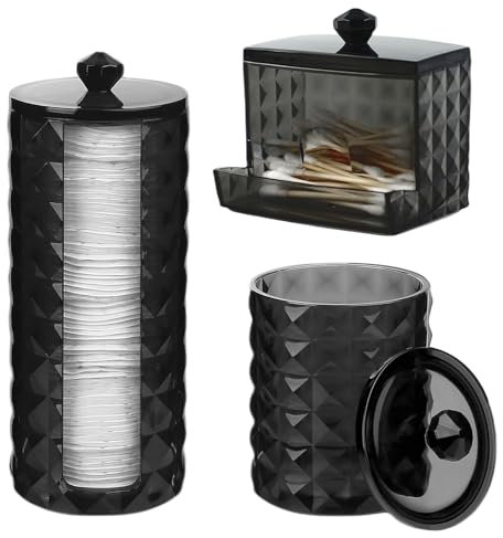 Hwtcjx Dispensador Discos Algodon, Dispensador Discos Desmaquillantes, Hecho de Material PS, con Cubierta de Madera, a Prueba de Polvo y a Prueba de Humedad, para Sala de Estar, Dormitorio, Baño (E)