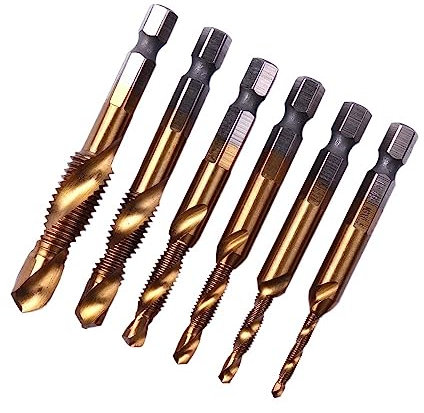 Brocas for metal, Brocas for metal, Broca escalonada ranurada en espiral, M3 M4 M5 M6 M8 M10 Hss 6542 Vástago hexagonal Rosca de tornillo chapada en titanio Brocas for grifo métrico Máquina for tornil