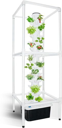 45 Pods Garden Sistema di coltivazione idroponica Smart Garden Planter Torre idroponica verticale con luce di crescita temporizzata, kit di coltivazione per germinazione ed eroponica con pompa idrat
