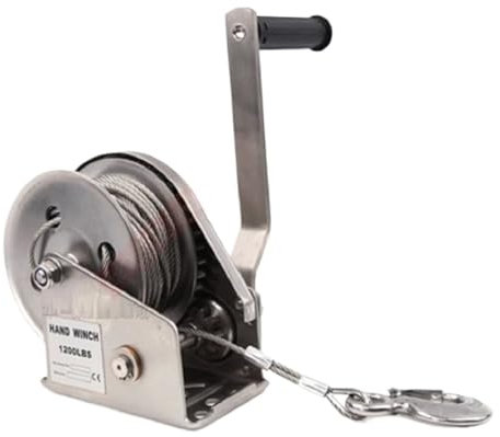 Enrollador de cable, Cabrestante manual de acero inoxidable 304 de 800 lb a 1600 lb x 5 m a 25 m con autobloqueo, for barcos, camiones, elevadores manuales automáticos, tractores(50020042 1600LBX10M)