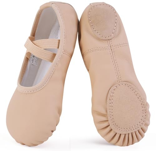 Ulicox Girls Ballet Shoes PU Leather Ballet Slippers Split Sole Dance Shoes Yoga Gymnastic Dance Flats for Kids and Adults