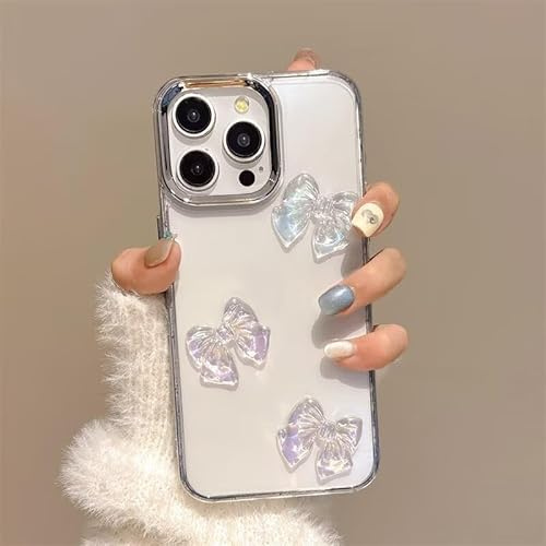 PONRFEKT Funda Transparent per Motorola Moto E13,Brillante Bonitos Lazos 3D,TPU Suave Transparente Funda a Prueba de Golpes per niñas y Mujeres-Transparente