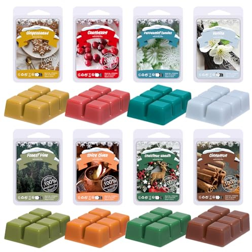 SoulOrigin Winter Duft Wachs Schmelzen, Duft Wachs Würfel Set, Soja Wachs Tarten für Warmer- Wald Kiefer, gewürzte Apfel Zider, Weihnachtskranz, Zimt, Ingebor, Cranberry, Pfefferminze Süßigkeiten