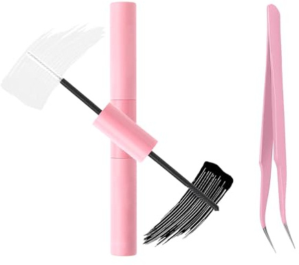 ARYIMYDP 1 Tube Colle Duo Faux Cils et 1 Pince à épiler, Doux, Non Irritant, Imperméable 2 en 1 Convient pour Grappe Colle pour Extension Faux Cils Individuels