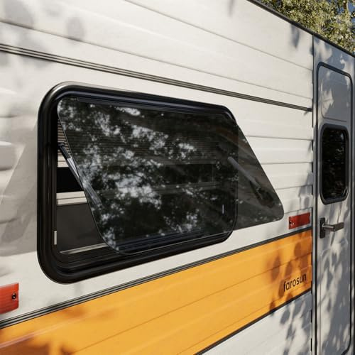 Farosun Wohnwagen Fenster 70x40 cm, E13, Ausstellfenster für Wohnmobil und Caravan mit integriertem Insektenschutz, Sonnenschutz, Seitenfenster für Camper, 2 mm Acrylglas, UV-beständig