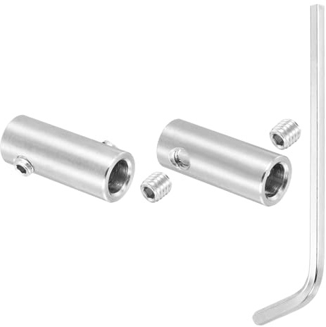 PATIKIL Drahtseilklemmen Set 8mm Loch 304 Edelstahl Doppelloch 2 STK Silber | mit M6 Sechskantschrauben und Schraubenschlüssel für Drahtseilzubehör